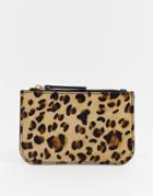 Urbancode Leather Coin Purse With Card Holder In Leopard - Gray