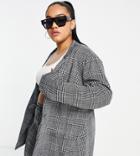 Asos Design Curve Jersey Slouch Blazer In Prince Of Wales Check-multi