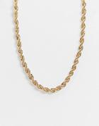 Asos Design Necklace In 7mm Rope Chain In Gold Tone