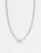 The Staus Syndicate Double Row Necklace With Chain And Crystal Paperclip Pendant In Silver