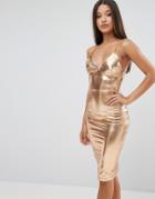 Club L Metallic Midi Dress - Gold