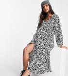 Topshop Maternity Floral Gathered Tea Dress-multi