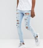 Jaded London Muscle Jeans In Light Blue With Distressing - Blue