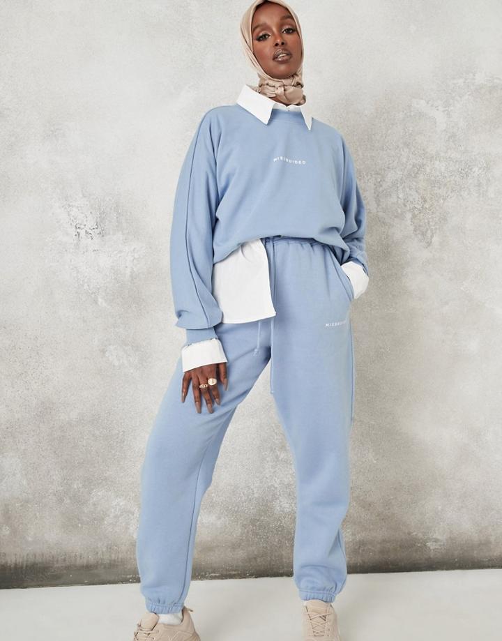 Missguided Mib Coordinating Oversized Sweatpants In Blue-blues