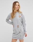 Parisian Distressed Sweater Dress - Gray