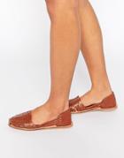London Rebel Mica Weave Flat Shoes - Brown
