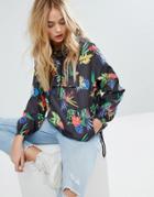 Bershka Tropical Floral Festival Trench - Multi