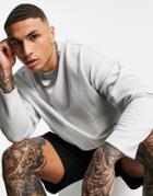 Asos Design Oversized Long Sleeve T-shirt In Lightweight Waffle In Light Gray-grey