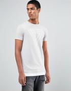 Asos Longline Muscle T-shirt With Triangle Print And Hem Extender - Beige