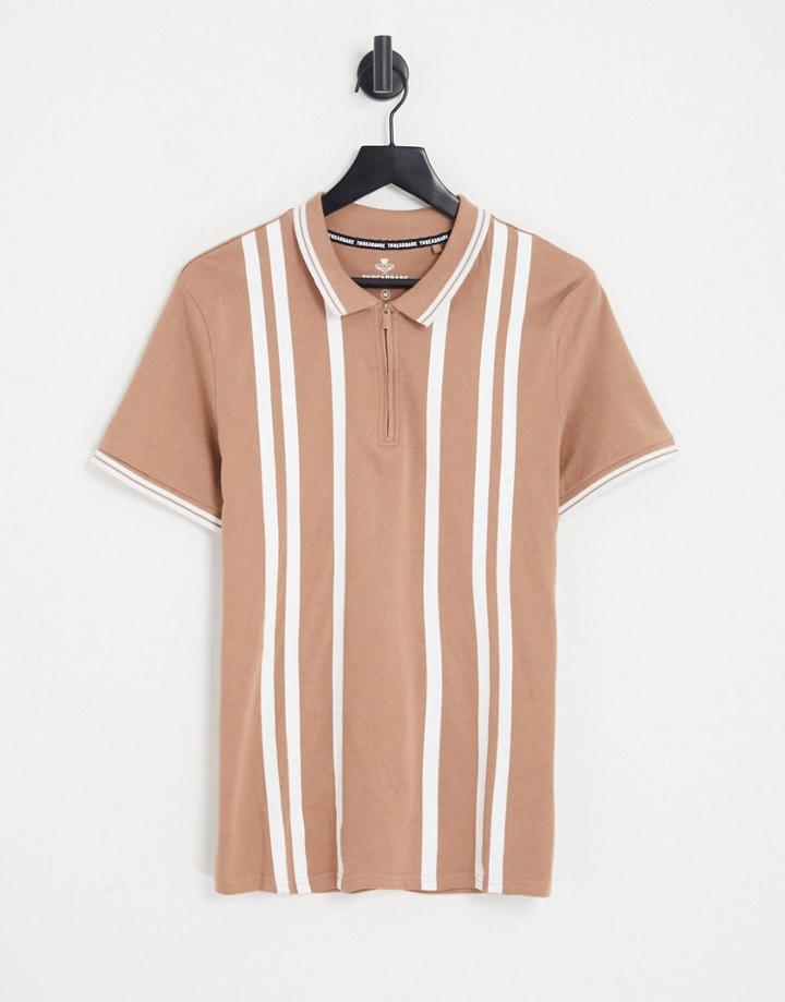 Threadbare Striped Polo In Light Brown