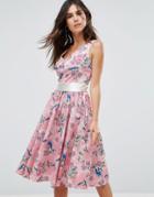Hell Bunny 50's Floral Skater Dress - Pink