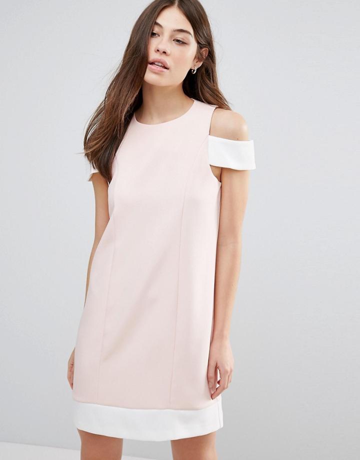 Hedonia Cut Out Shoulder Shift Dress - Pink