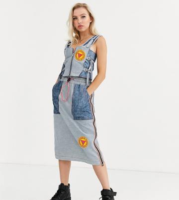 Db Berdan Denim Skirt With Contrast Panels And Drawstring
