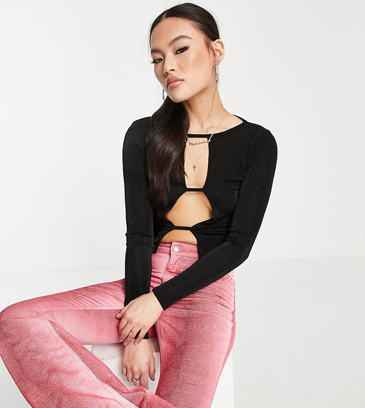 Asyou Cut Out Bar Front Slinky Top In Black