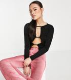 Asyou Cut Out Bar Front Slinky Top In Black
