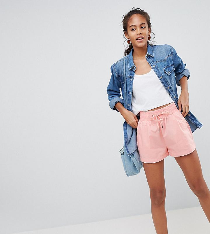 Asos Design Tall Drawstring Runner Shorts - Pink