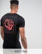 Asos Tall T-shirt With Rose Back Print - Black