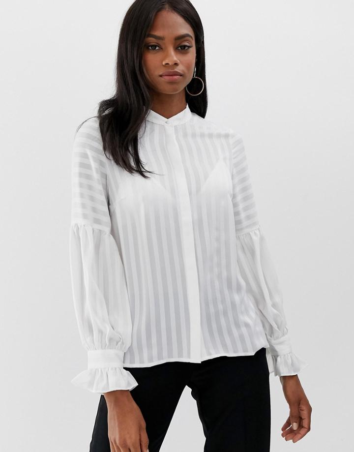 Y.a.s Stripe Frill Cuff Shirt-cream