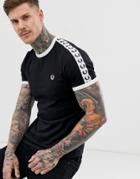 Fred Perry Sport Graphic Taped Ringer T-shirt In Black - Black