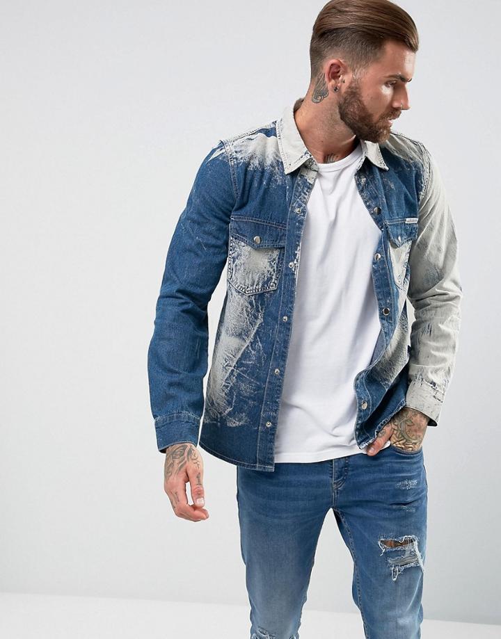 Liquor & Poker Tye Dye Denim Shirt - Blue