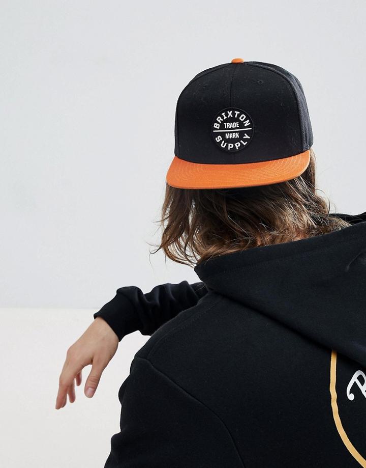 Brixton Oath Snapback Cap With Logo - Black