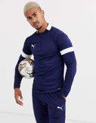 Puma Soccer 1/4 Zip Sweat In Navy With White Panels Exclusive To Asos