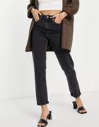 Asos Design High Rise Farleigh Slim Fit Mom Jeans In Washed Black