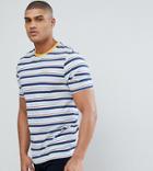 Asos Tall Relaxed Retro Stripe T-shirt With Chest Embroidery - Blue