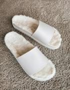Asos Design Slipper In Off White With Cozy Fur Sock