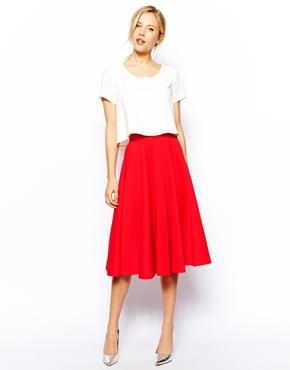 Closet Full Skater Skirt In Scuba - Red
