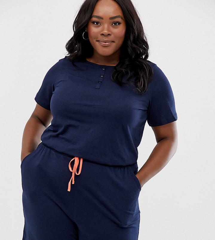 Junarose Contrast Tie Romper-navy
