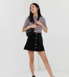 Monki Button Up A-line Skirt In Black