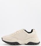 Asos Design Wide Fit Multi Panel Sneakers In Stone Mix-neutral