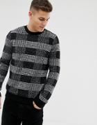 Burton Menswear Sweater In Monochrome Check - Black