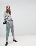 Asos Checked Tapered Pants With Sports Trim - Multi