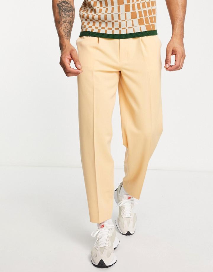 Asos Design Smart Oversized Tapered Pants In Peach-orange