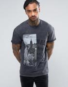 New Look T-shirt With Splice Print In Gray Acid Wash - Gray