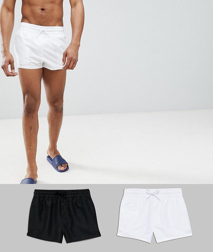 Asos Design Swim Short In Green In Mid Length - Multi
