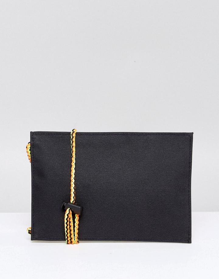 Asos Slim Flight Bag In Black With Bright Paracord - Black