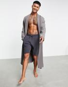 Asos Design Jersey Dressing Gown In Gray Heather Fleck-grey