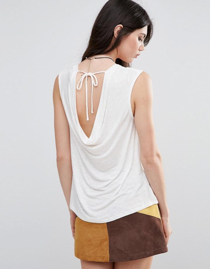 Vila Sleeveless Top With Tie Back - Black