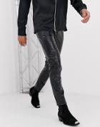 Asos Design Skinny Jeans In Iridescent Black Snakeskin