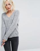 Lee Slouchy V Neck Knit - Gray