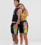 Asos Design X Glaad & Unisex Runner Shorts With Side Stripe - Multi