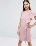 Asos Sleeveless Ruffle Front Shift Dress - Pink