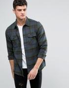Rvca Flannel Shirt With Flap Pockets - Navy