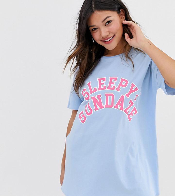 Asos Design Sundaze Pyjama Sleep Tee - Blue