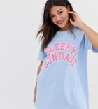Asos Design Sundaze Pyjama Sleep Tee - Blue