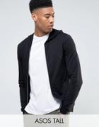 Asos Tall Muscle Fit Jersey Bomber Jacket In Black - Black