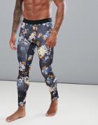 Asos 4505 Running Tights With Floral Print - Black